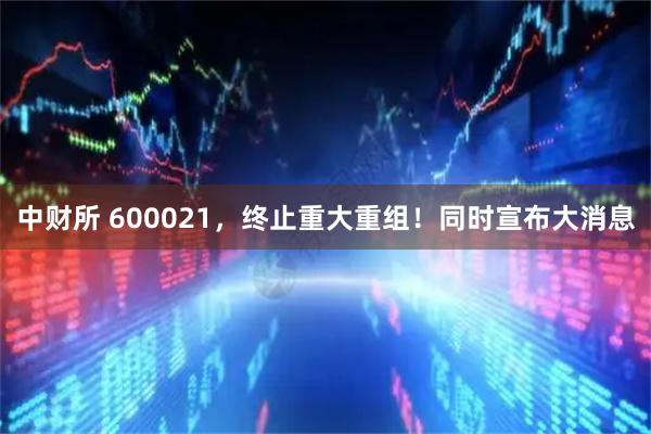 中财所 600021，终止重大重组！同时宣布大消息