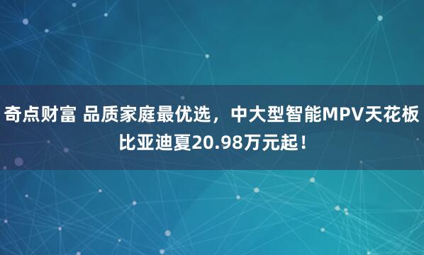 奇点财富 品质家庭最优选，中大型智能MPV天花板比亚迪夏20.98万元起！