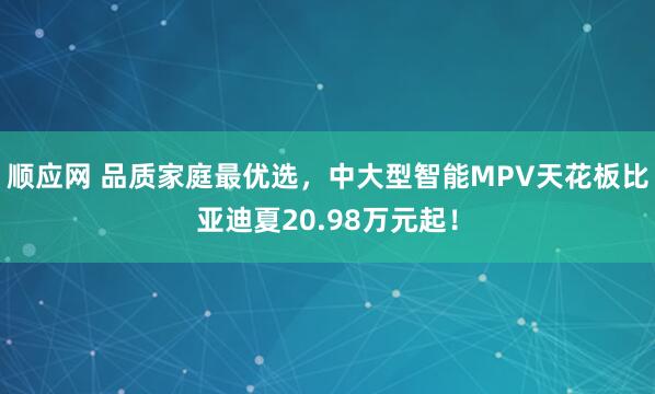 顺应网 品质家庭最优选，中大型智能MPV天花板比亚迪夏20.98万元起！